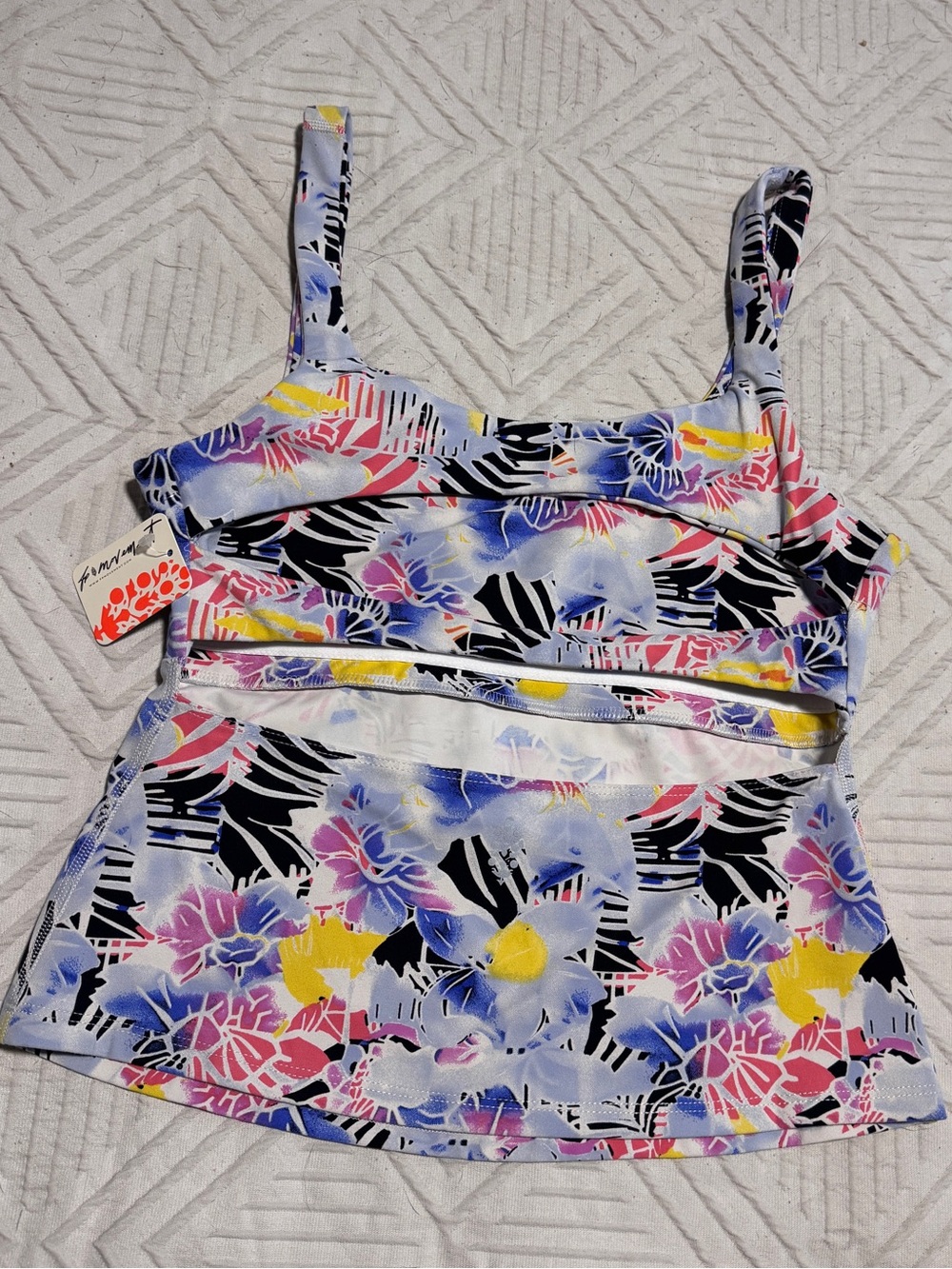 NWT Free People Multicolor Floral Square-Neck Tank Size Medium - Picture 4 of 6